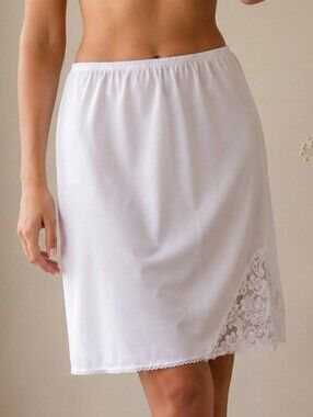 White Half Slip with Lace Trim